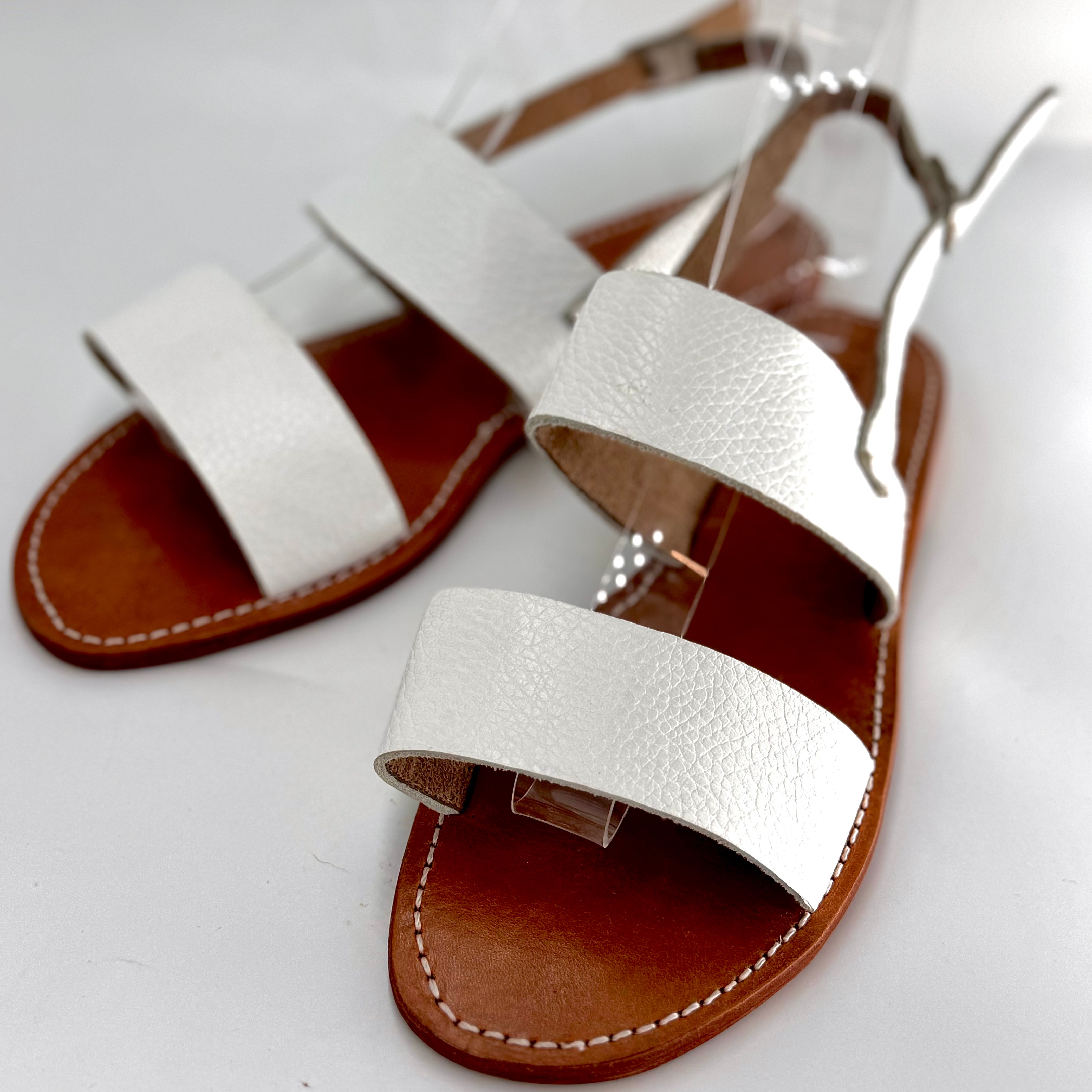 White leather sandals