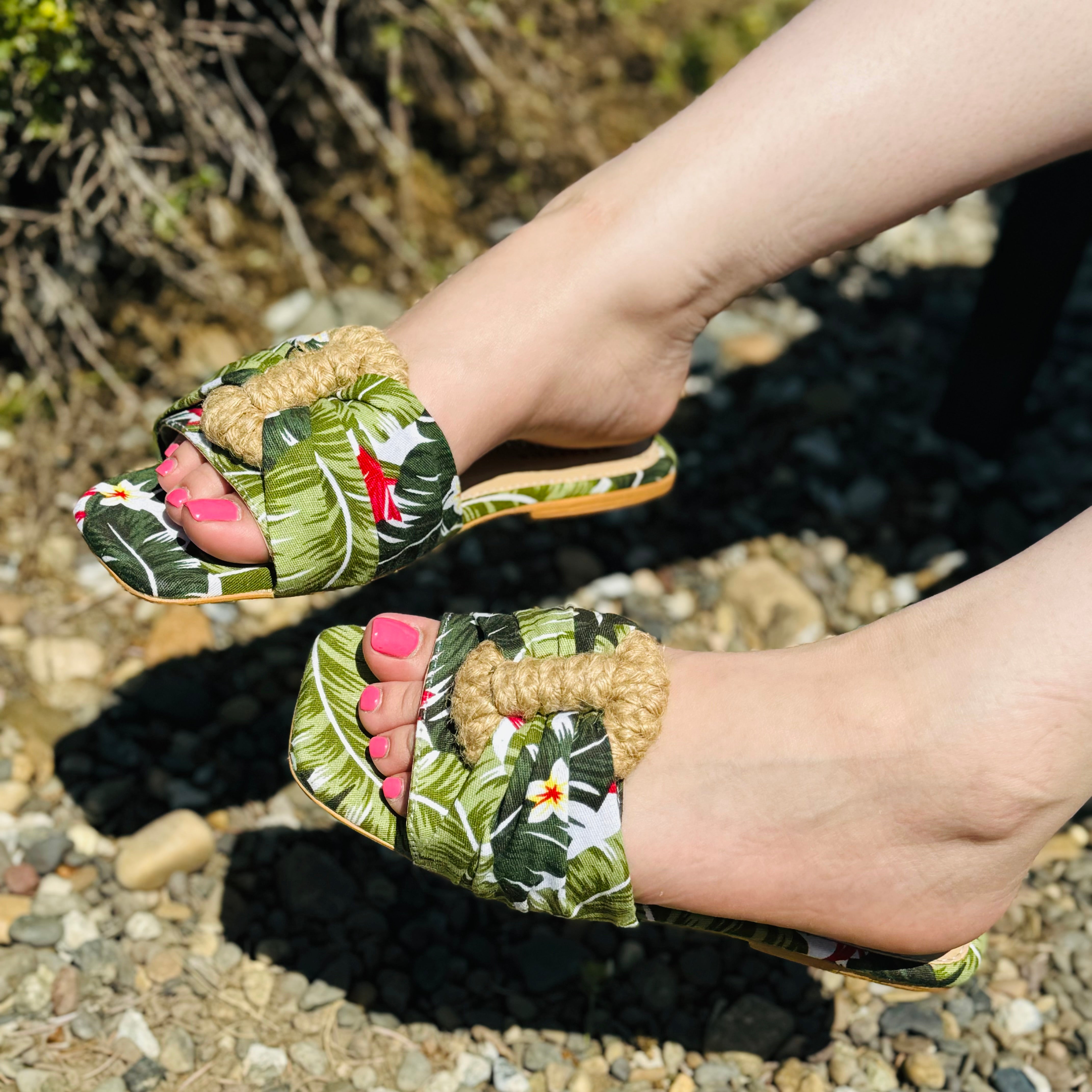 Floral flat sandals