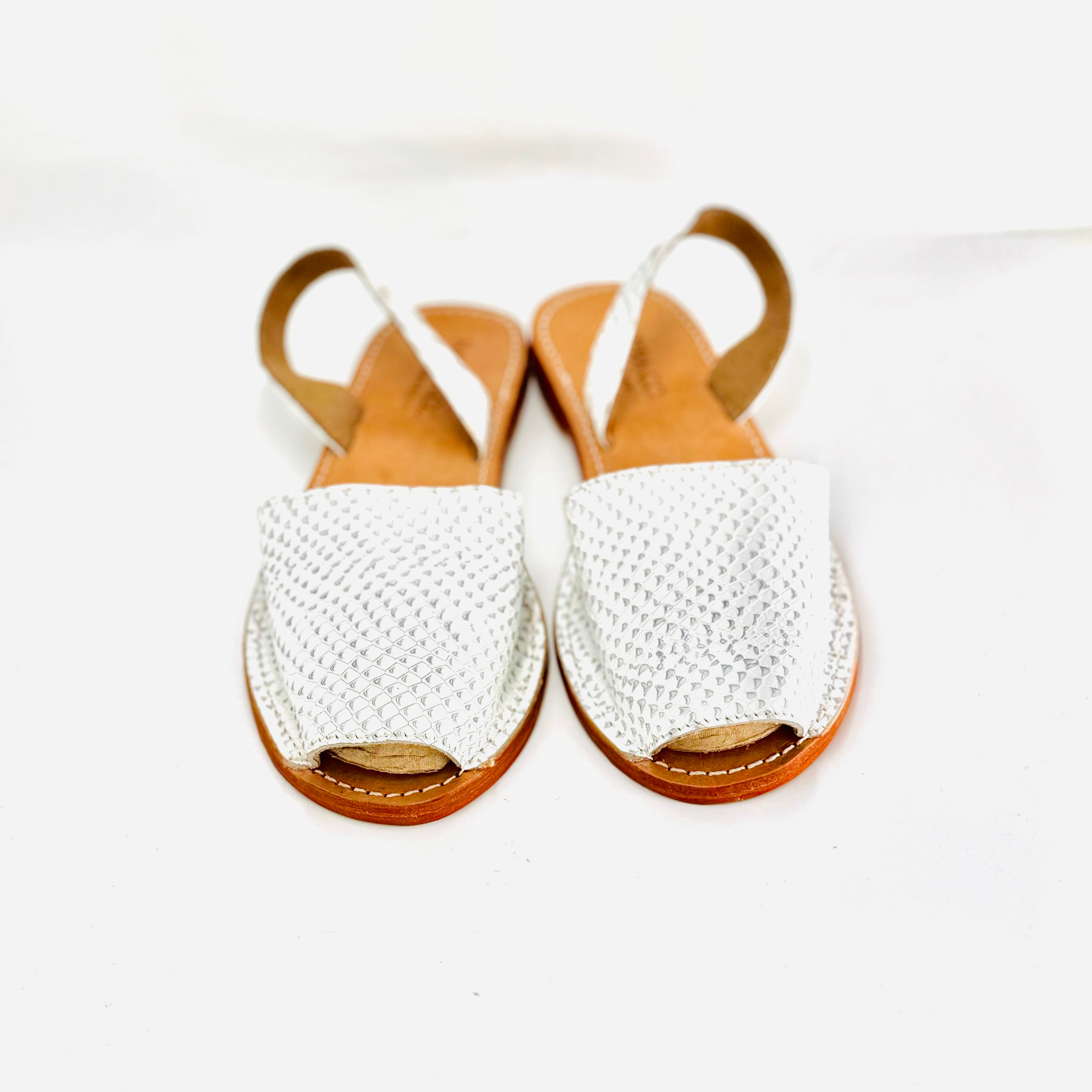 Exotic white leather sandals