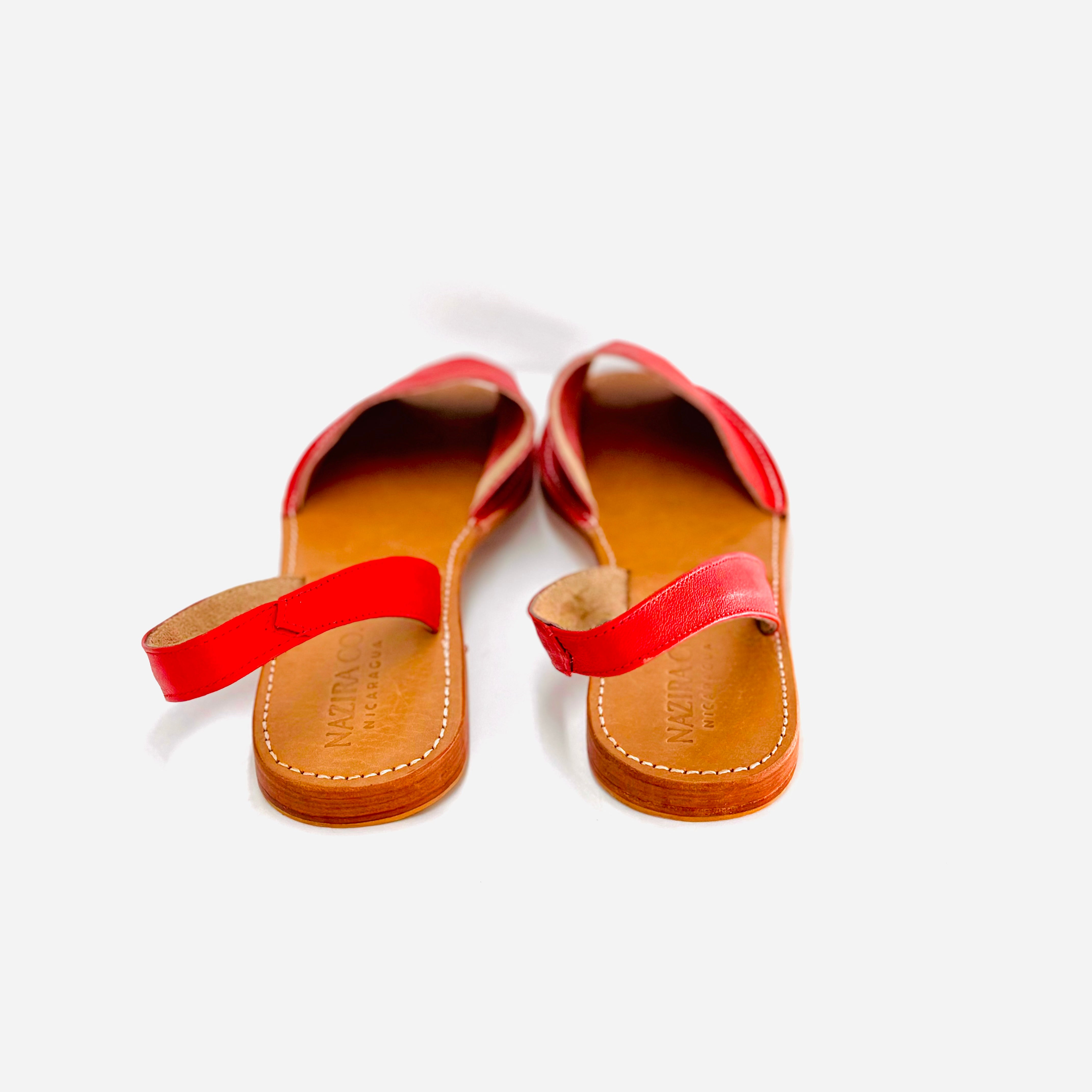 Red leather sandals