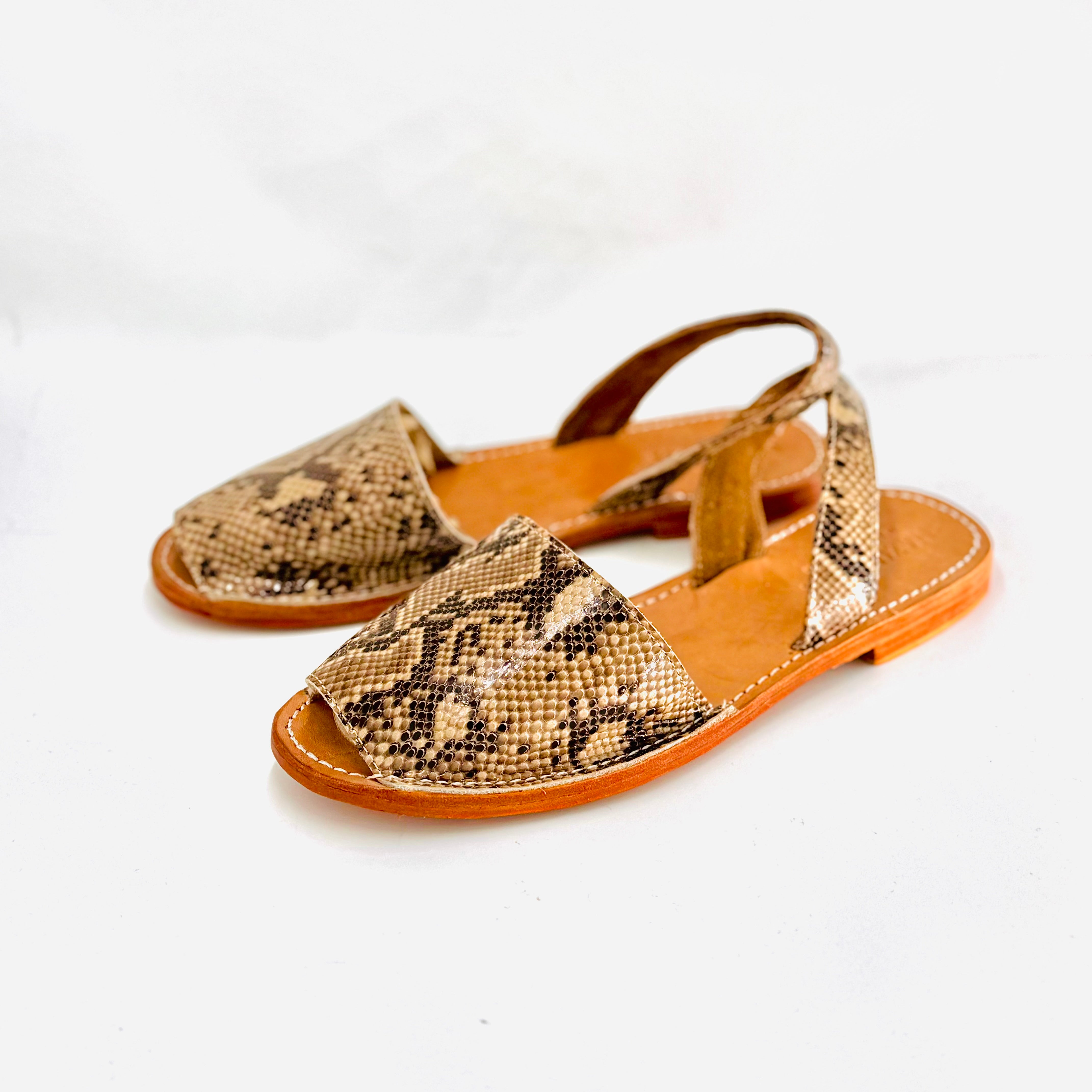 Python leather sandals