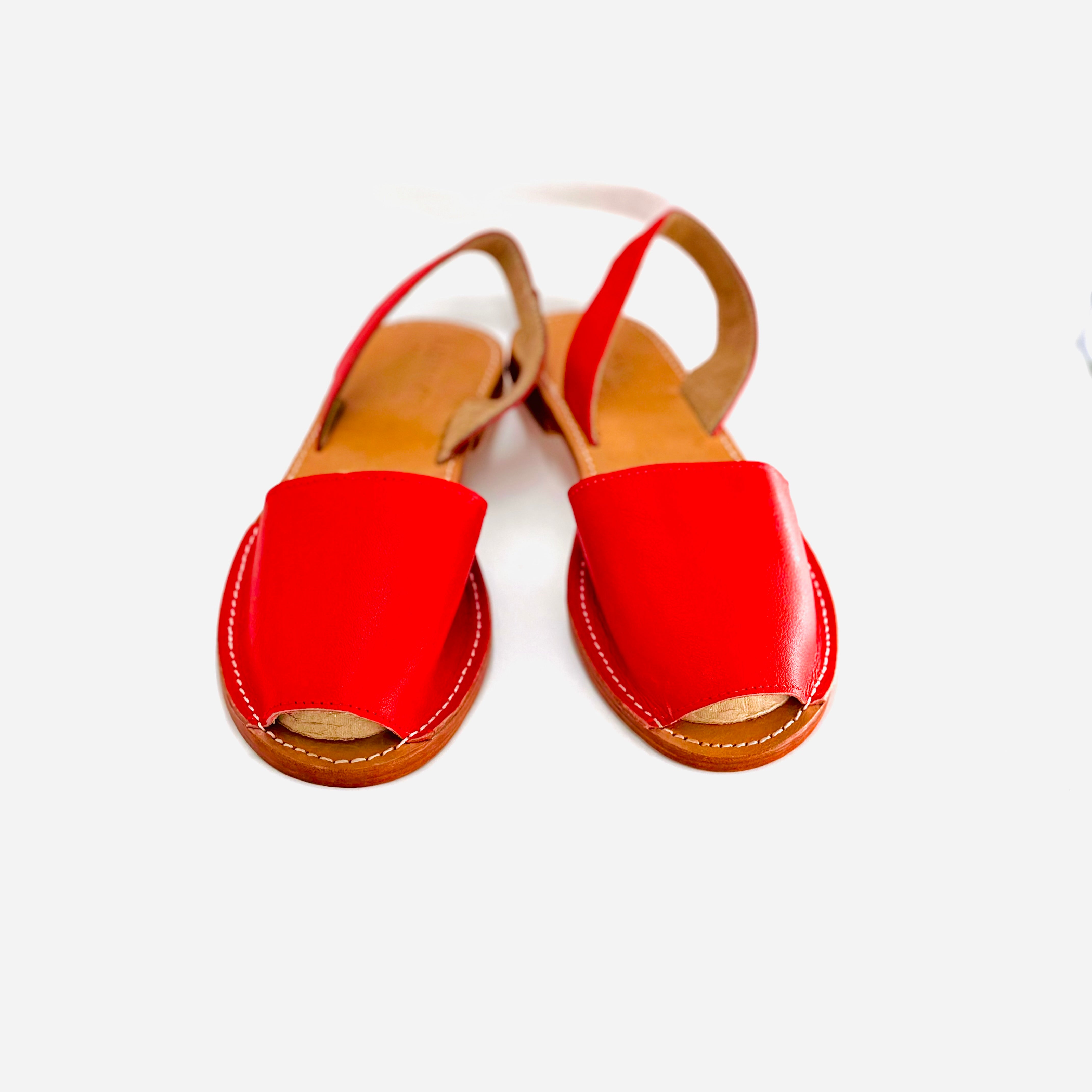 Red leather fashion sandals