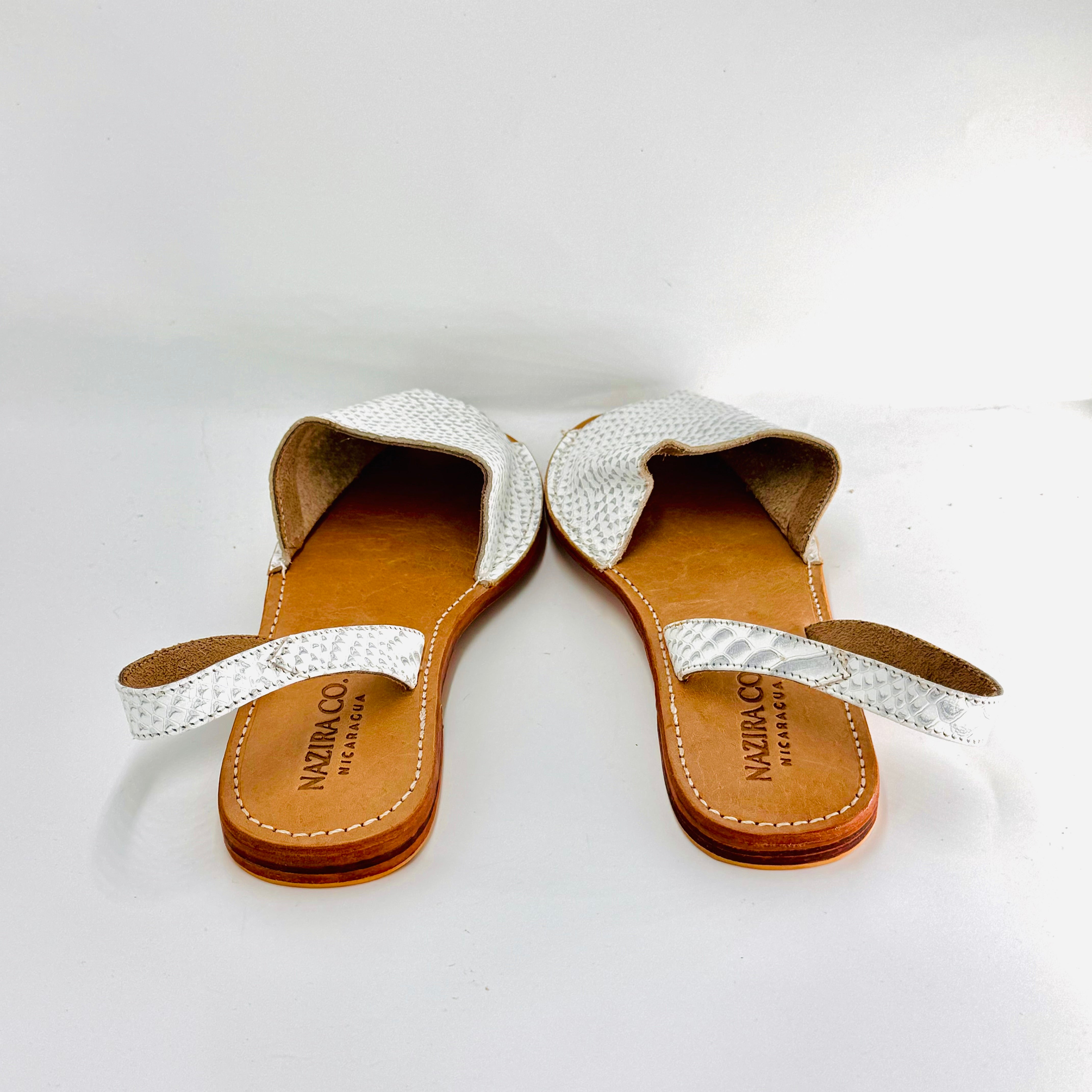 Exotic white leather sandals