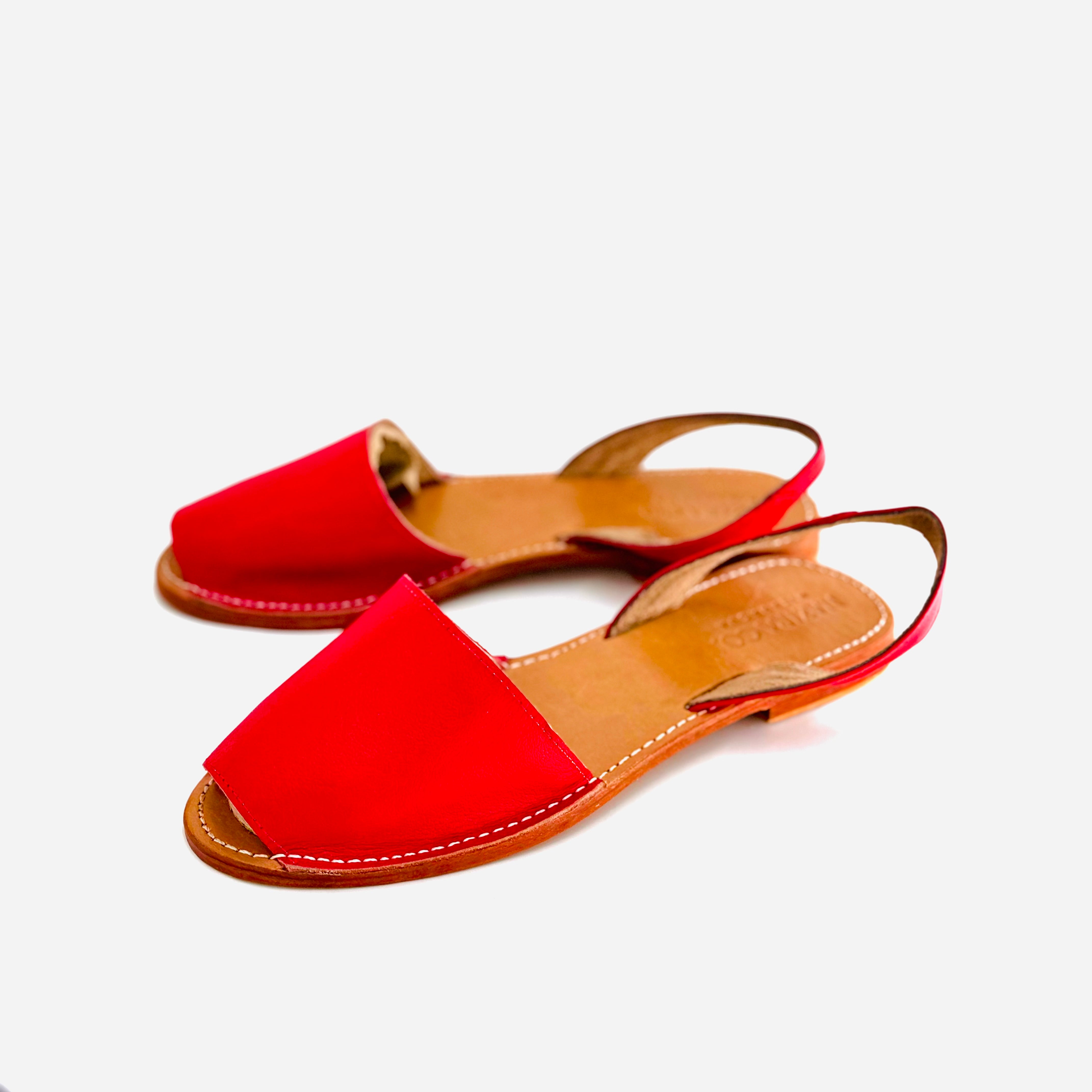 Red leather sandals