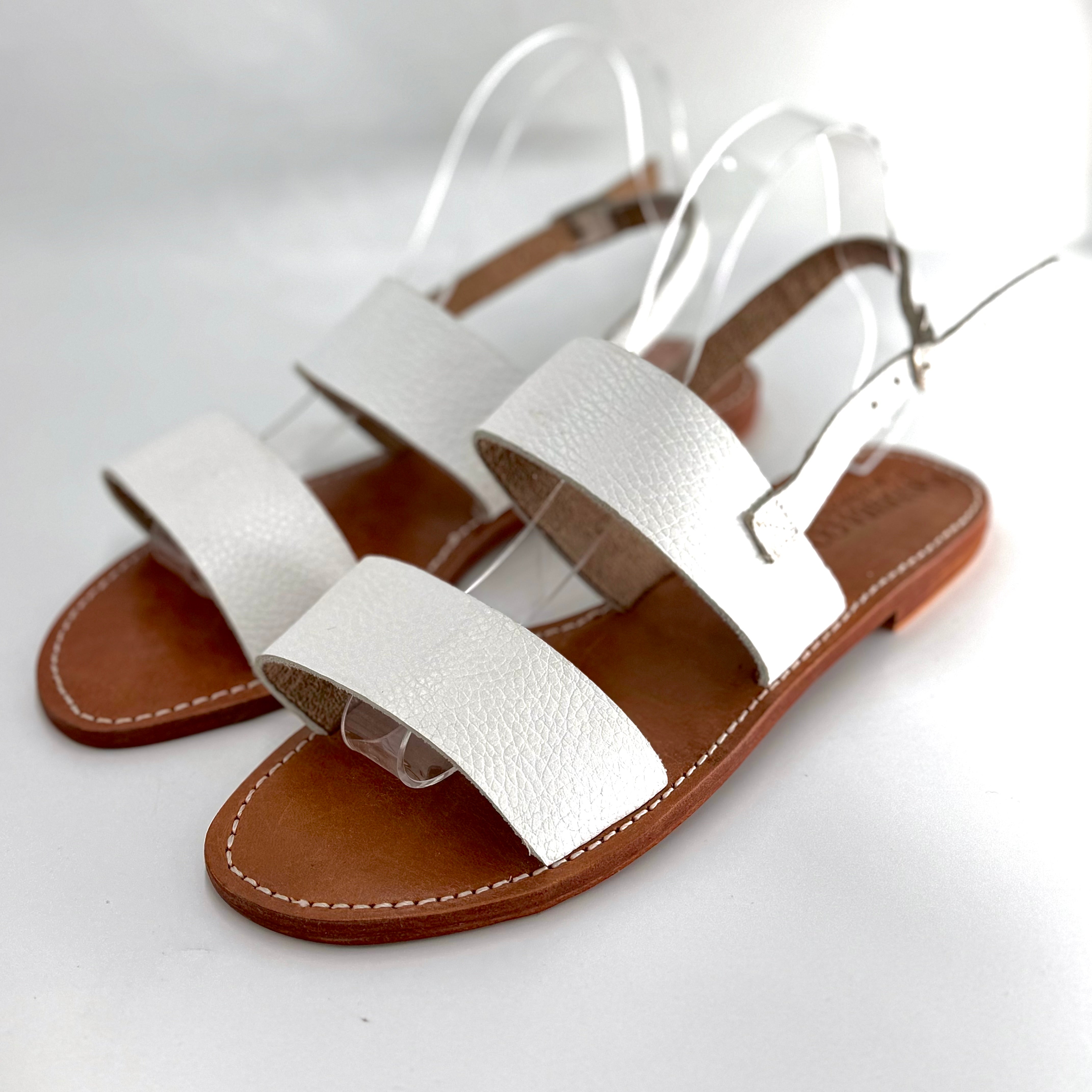 White leather sandals