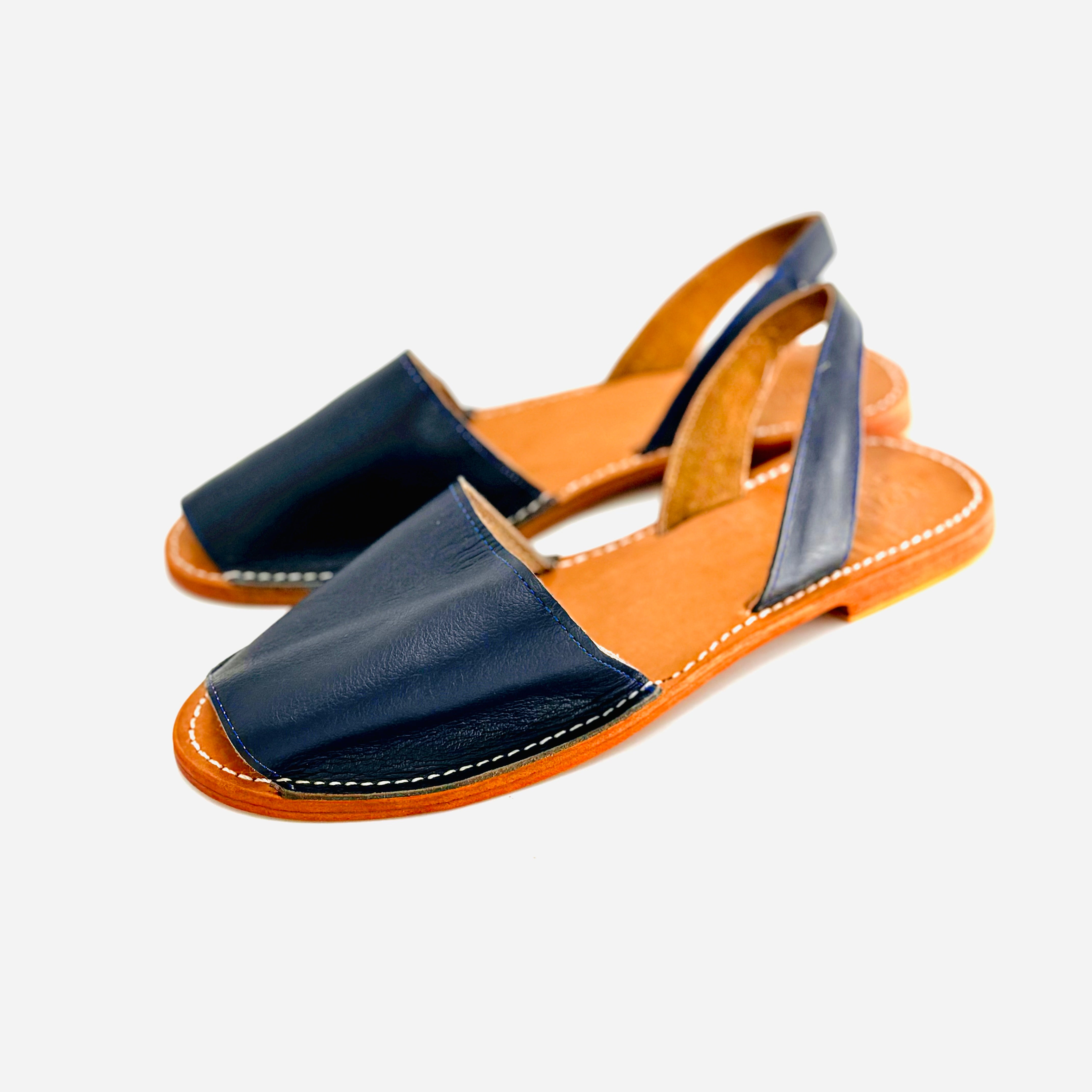 Dark Blue leather sandals